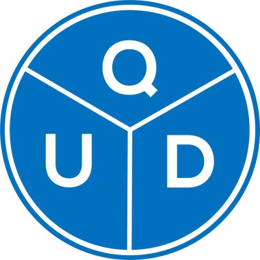 Beyaz arka planda QUD harf logosu tasarımı. QuD yaratıcı daire harf logosu konsepti. QUD harf tasarımı.