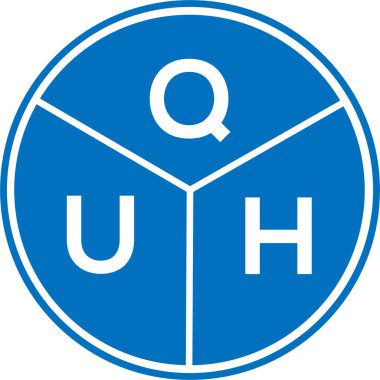 Beyaz arkaplanda QUH harf logosu tasarımı. QUH yaratıcı daire harfi logosu. QUH harf tasarımı.