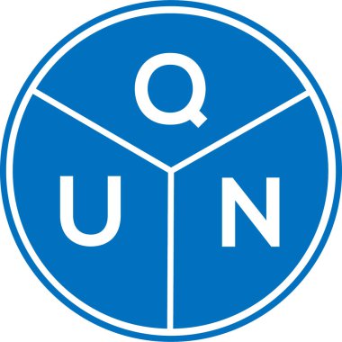 Beyaz arka planda QUN harfi logo tasarımı. QUN yaratıcı daire harfi logosu. QUN harf tasarımı.
