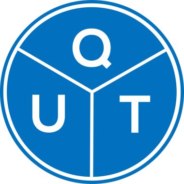 Beyaz arka planda QUT harf logosu tasarımı. Hızlı yaratıcı daire harfi logosu konsepti. QUT harf tasarımı.