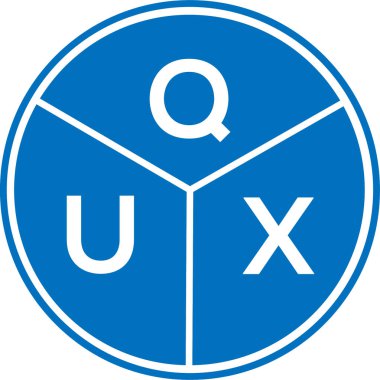 Beyaz arkaplanda QUX harfli logo tasarımı. QUX yaratıcı daire harfi logosu. QUX harf tasarımı.