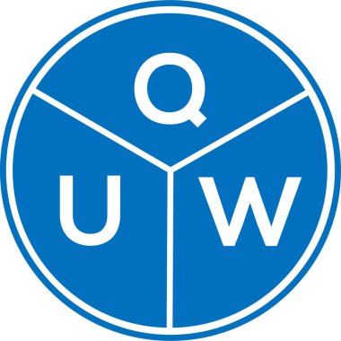 Beyaz arka planda QUW harf logosu tasarımı. Quw yaratıcı daire harfi logosu. QUW harf tasarımı.