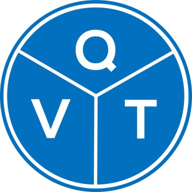 Beyaz arkaplanda QVT harf logosu tasarımı. QVT yaratıcı daire harfi logosu konsepti. QVT harf tasarımı.