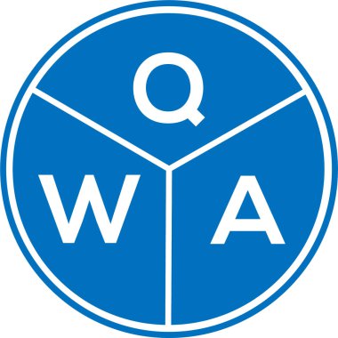 Beyaz arka planda QWA harf logosu tasarımı. QWA yaratıcı daire harf logosu konsepti. QWA harf tasarımı.