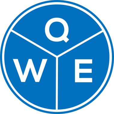 Beyaz arka planda QWE harfi logo tasarımı. QWE yaratıcı daire harfi logosu konsepti. QWE harf tasarımı.