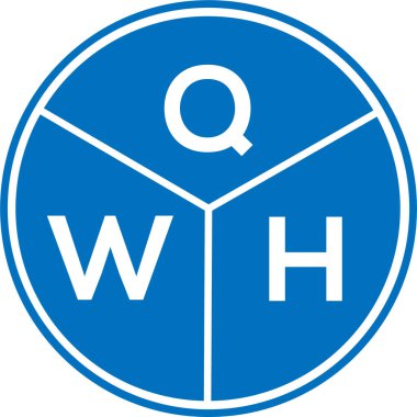 Beyaz arkaplanda QWH harf logosu tasarımı. QWH yaratıcı daire harfi logosu konsepti. QWH harf tasarımı.