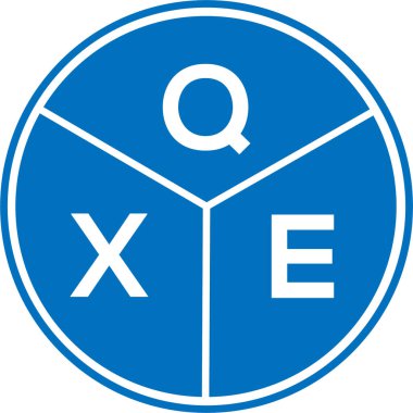 Beyaz arkaplanda QXE harf logosu tasarımı. QXE yaratıcı daire harfi logosu konsepti. QXE harf tasarımı.