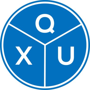 Beyaz arkaplanda QXU harf logosu tasarımı. QXU yaratıcı daire harfi logosu. QXU harf tasarımı.