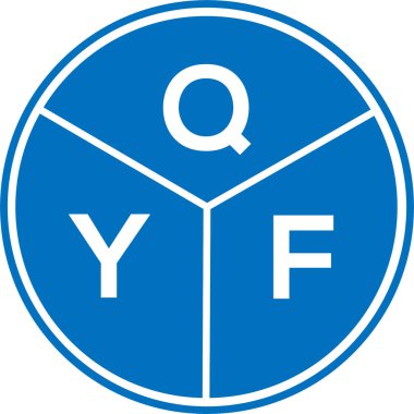 Beyaz arkaplanda QYF harf logosu tasarımı. QYF yaratıcı daire harfi logosu konsepti. QYF harf tasarımı.