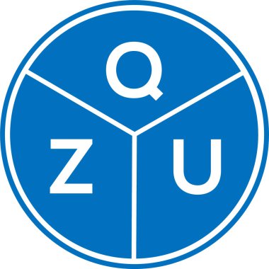 Beyaz arkaplanda QZU harf logosu tasarımı. QZU yaratıcı daire harfi logosu. QZU harf tasarımı.
