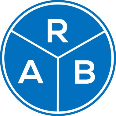 Beyaz arka planda RAB harfi logo tasarımı. RAB yaratıcı daire harfi logosu. RAB harf tasarımı.