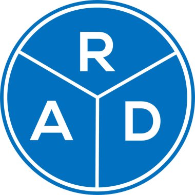 Beyaz arka planda RAD harf logosu tasarımı. RAD yaratıcı daire harfi logosu konsepti. RAD harf tasarımı. Beyaz arka planda RAD harf logosu tasarımı. RAD yaratıcı daire harfi logosu konsepti. RAD harf tasarımı.