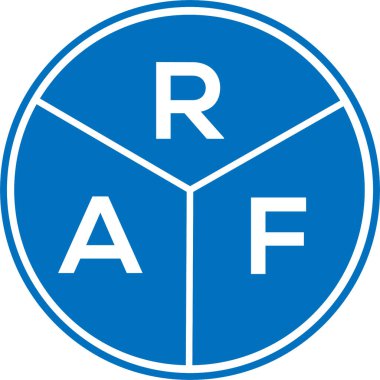 Beyaz arka planda RAF harf logosu tasarımı. RAF yaratıcı daire harfi logosu. RAF harf tasarımı.