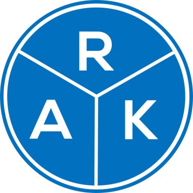 Beyaz arka planda RAK harf logosu tasarımı. RAK yaratıcı daire harfi logosu. RAK harf tasarımı.