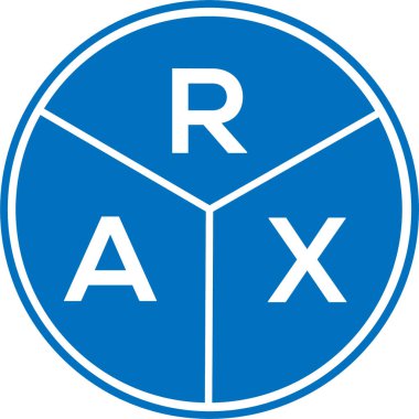Beyaz arka planda RAX harfli logo tasarımı. RAX yaratıcı daire harfi logosu konsepti. RAX harf tasarımı.