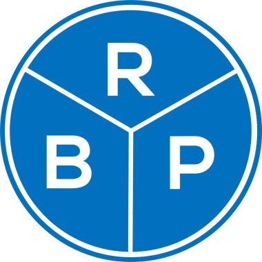 Beyaz arka planda RBP harfi logo tasarımı. RBP yaratıcı daire harfi logosu konsepti. RBP harf tasarımı.
