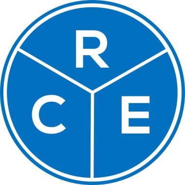 Beyaz arka planda RCE harf logosu tasarımı. RCE yaratıcı daire harfi logosu. RCE harf tasarımı.
