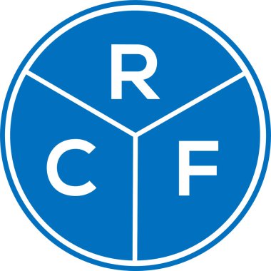 Beyaz arka planda RCF harf logosu tasarımı. RCF yaratıcı daire harfi logosu konsepti. RCF harf tasarımı.