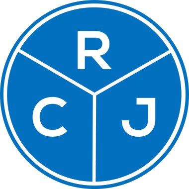 Beyaz arka planda RCJ harf logosu tasarımı. RCJ yaratıcı daire harfi logosu konsepti. RCJ harf tasarımı.