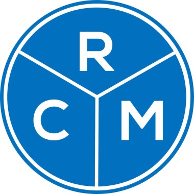 Beyaz arkaplanda RCM harf logosu tasarımı. RCM yaratıcı daire harfi logosu konsepti. RCM harf tasarımı.