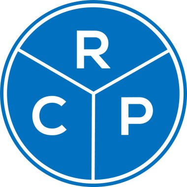 Beyaz arka planda RCP harf logosu tasarımı. RCP yaratıcı daire harfi logosu konsepti. RCP harf tasarımı.