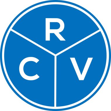Beyaz arka planda RCV harf logosu tasarımı. RCV yaratıcı daire harfi logosu konsepti. RCV harf tasarımı.