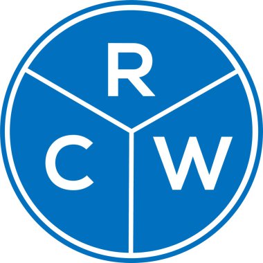 Beyaz arka planda RCW harf logosu tasarımı. RCW yaratıcı daire harfi logosu konsepti. RCW harf tasarımı.