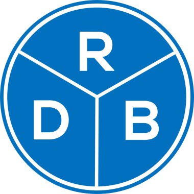 Beyaz arka planda RDB harfi logo tasarımı. RDB yaratıcı daire harfi logosu konsepti. RDB harf tasarımı.