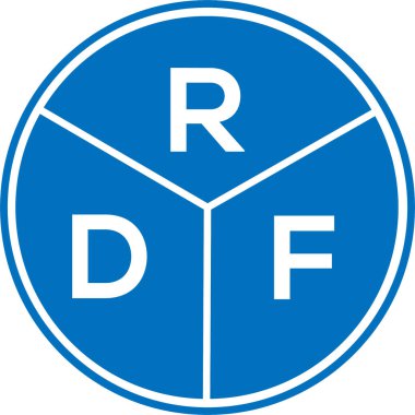 Beyaz arka planda RDF harf logosu tasarımı. RDF yaratıcı daire harfi logosu konsepti. RDF harf tasarımı.