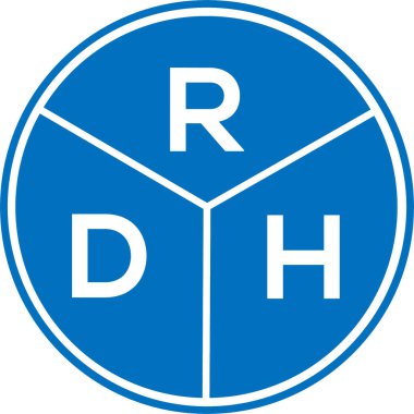 Beyaz arka planda RDH harf logosu tasarımı. RDH yaratıcı daire harfi logosu konsepti. RDH harf tasarımı.