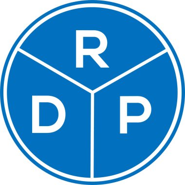 Beyaz arka planda RDP harf logosu tasarımı. RDP yaratıcı daire harfi logosu konsepti. RDP harf tasarımı.