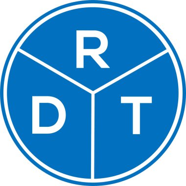 Beyaz arka planda RDT harf logosu tasarımı. RDT yaratıcı daire harfi logosu konsepti. RDT harf tasarımı.