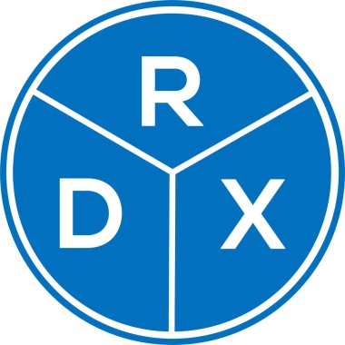 Beyaz arka planda RDX harfli logo tasarımı. RDX yaratıcı daire harfi logosu konsepti. RDX harf tasarımı.