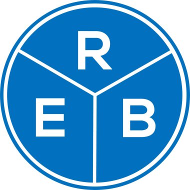 Beyaz arkaplanda REB harfli logo tasarımı. REB yaratıcı daire harfi logosu. REB harf tasarımı.