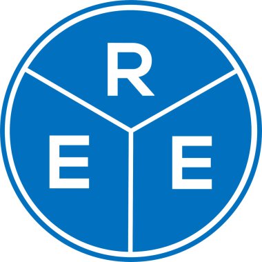 Beyaz arkaplanda kırmızı harf logosu tasarımı. Yaratıcı daire harfi logosu kavramı. REE harf tasarımı.