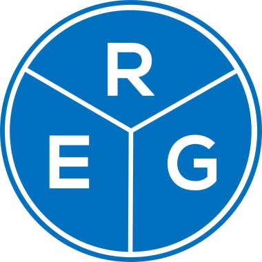 Beyaz arkaplanda REG harfi logo tasarımı. REG yaratıcı daire harfi logosu. REG harf tasarımı.