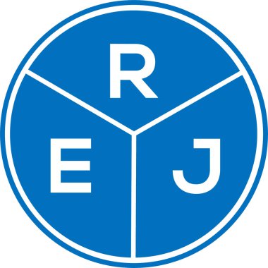 Beyaz arka planda REJ harfi logo tasarımı. REJ yaratıcı daire harfi logosu. REJ harf tasarımı.