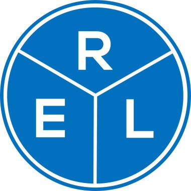 Beyaz arkaplanda REL harf logosu tasarımı. REL yaratıcı daire harfi logosu. REL harf tasarımı.