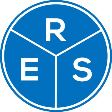 Beyaz arka planda RES harf logosu tasarımı. RES yaratıcı daire harfi logosu. Kırmızı harf tasarımı.