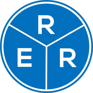 Beyaz arka planda RER harf logosu tasarımı. Yaratıcı yuvarlak harf logosu kavramı. RER harf tasarımı.