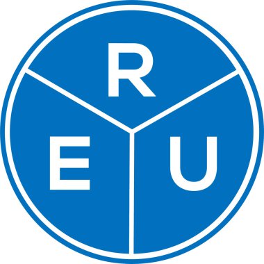 Beyaz arka planda REU harf logosu tasarımı. REU yaratıcı daire harfi logosu. REU harf tasarımı.