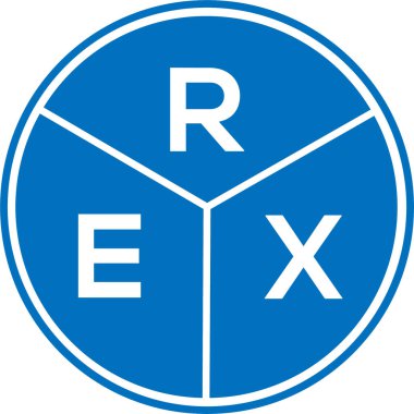 Beyaz arkaplanda REX harfli logo tasarımı. REX yaratıcı daire harfi logosu. REX harf dizaynı. Beyaz arkaplanda REX harf logosu tasarımı. REX yaratıcı daire harfi logosu. REX harf tasarımı.