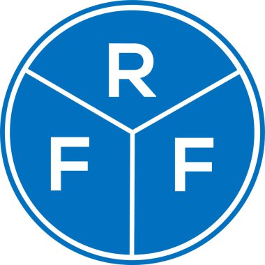 Beyaz arkaplanda RFF harf logosu tasarımı. RFF yaratıcı daire harfi logosu konsepti. RFF harf tasarımı.