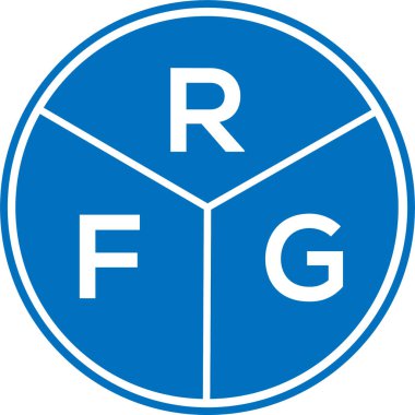 Beyaz arka planda RFG harf logosu tasarımı. RFG yaratıcı daire harfi logosu konsepti. RFG harf tasarımı.