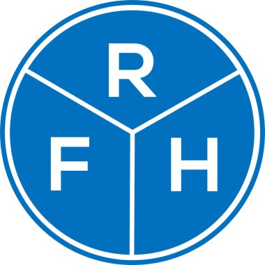 Beyaz arka planda RFH harf logosu tasarımı. RFH yaratıcı daire harfi logosu konsepti. RFH harf tasarımı.