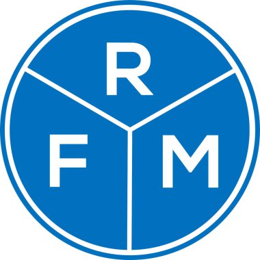 Beyaz arka planda RFM harf logosu tasarımı. RFM yaratıcı daire harfi logosu konsepti. RFM harf tasarımı.