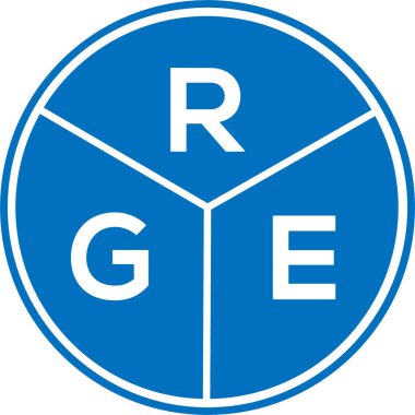 Beyaz arka planda RGE harfi logo tasarımı. RGE yaratıcı daire harfi logosu. RGE harf tasarımı.