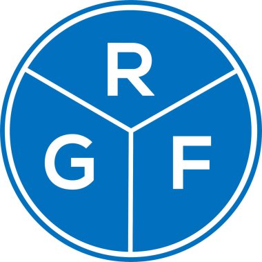 Beyaz arka planda RGF harf logosu tasarımı. RGF yaratıcı daire harfi logosu konsepti. RGF harf tasarımı.
