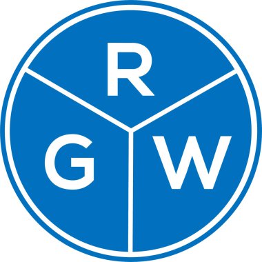 Beyaz arka planda RGW harf logosu tasarımı. RGW yaratıcı daire harfi logosu konsepti. RGW harf tasarımı.