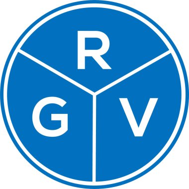 Beyaz arka planda RGV harf logosu tasarımı. RGV yaratıcı daire harfi logosu konsepti. RGV harf tasarımı.